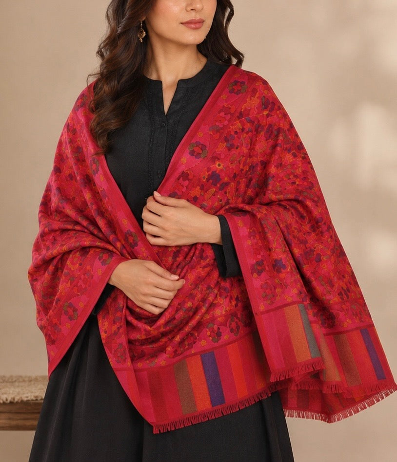 Red floral shawl