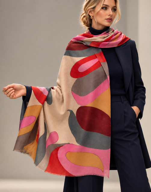Beautiful modern pattern on cashmere scarf