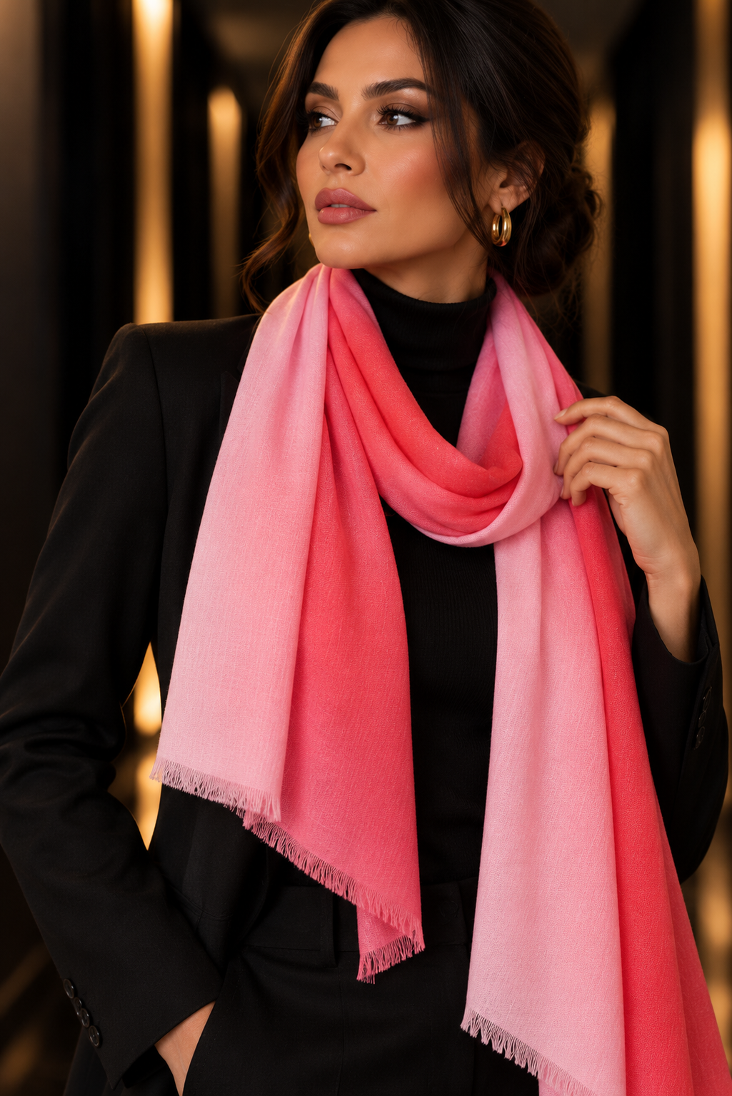Two tone cashmere scarf