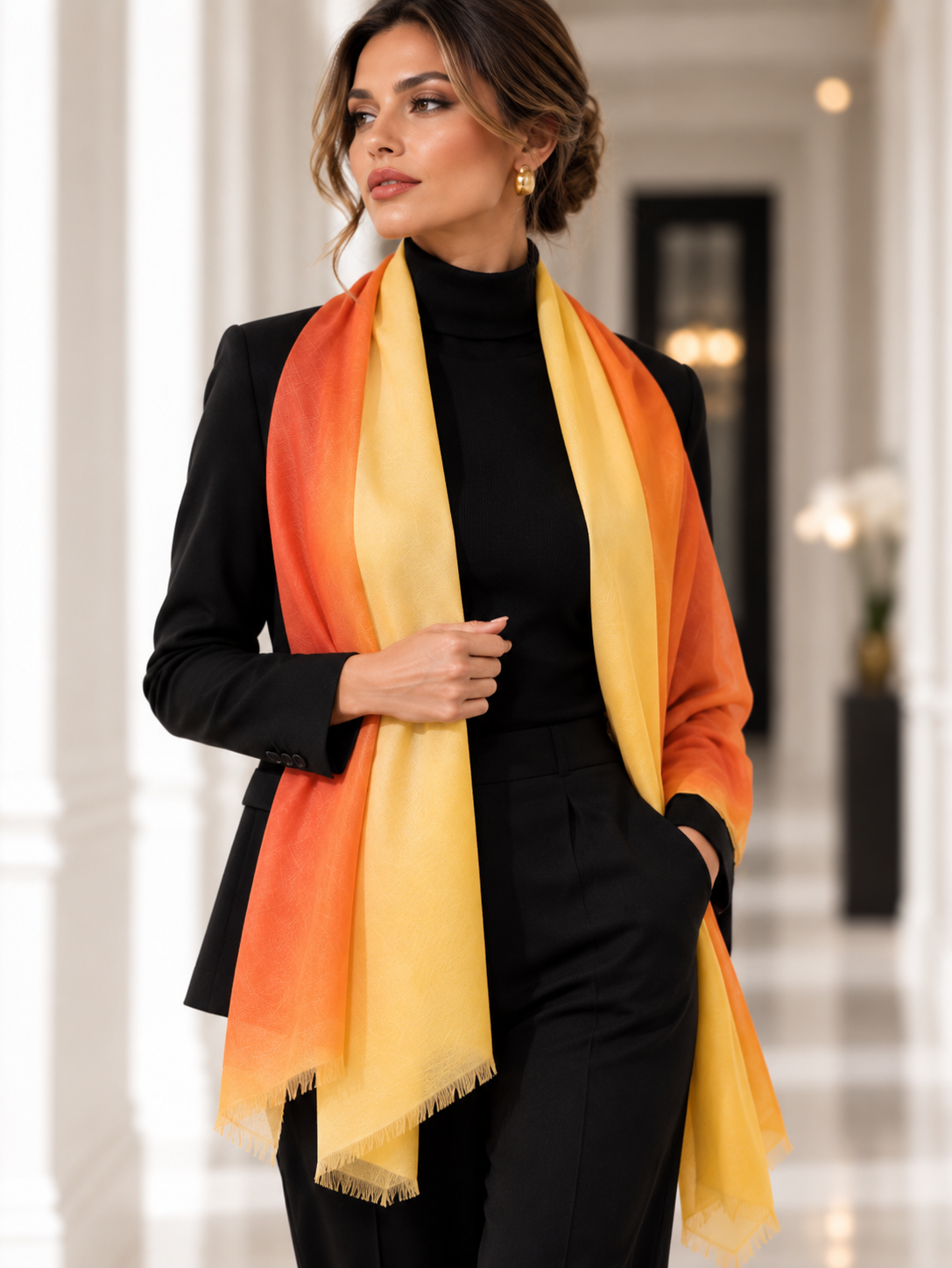 Two tone cashmere scarf