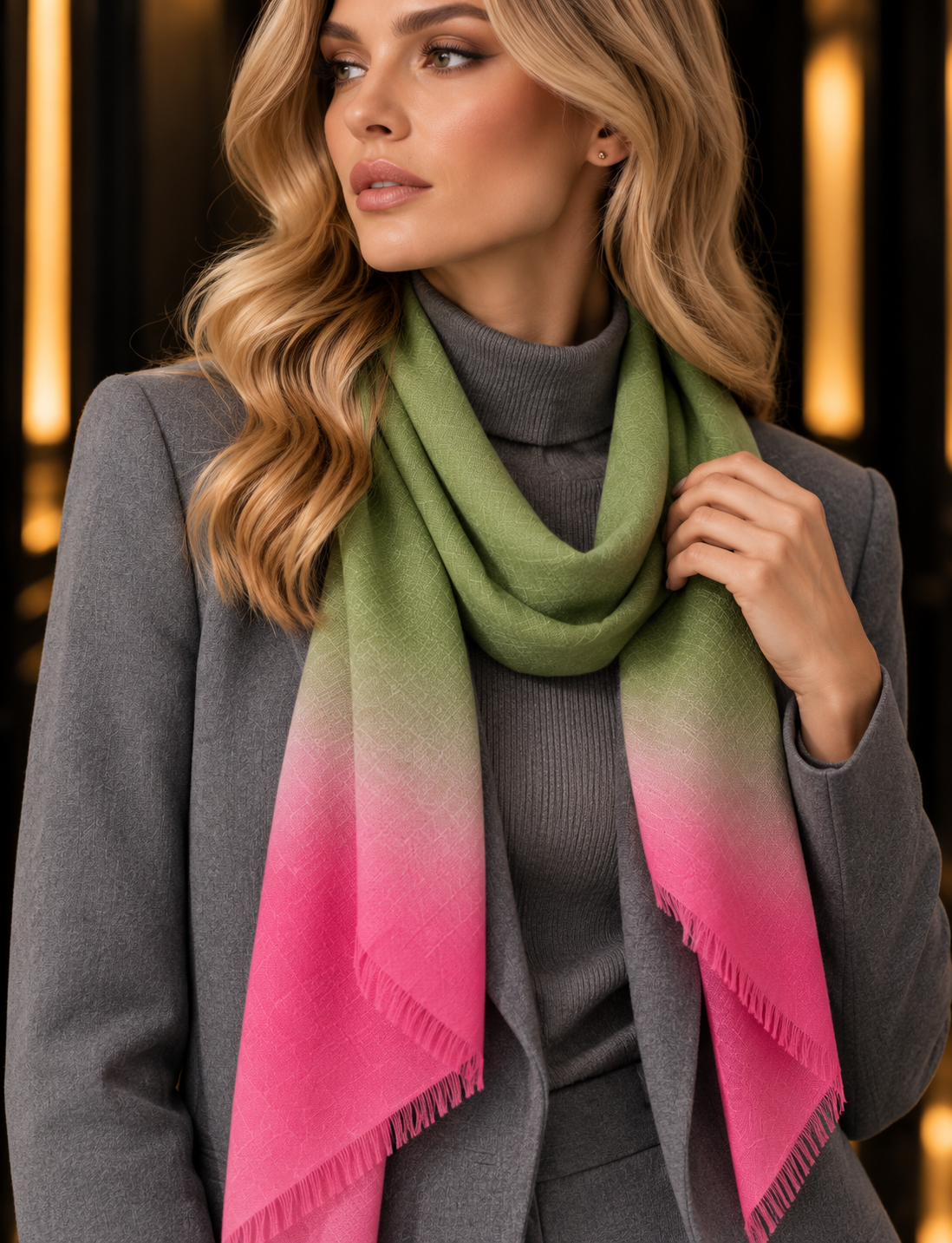 Ombre scarf in cashmere
