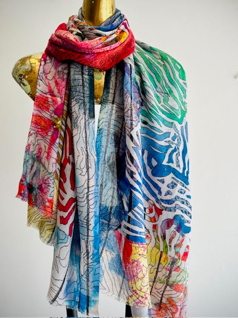 Printed Wool Scarf.
