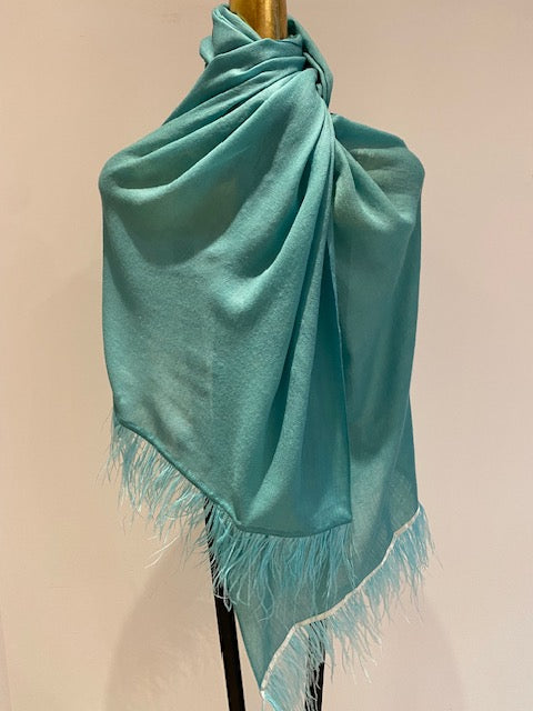 Cashmere Featherweight Shawl With Trim