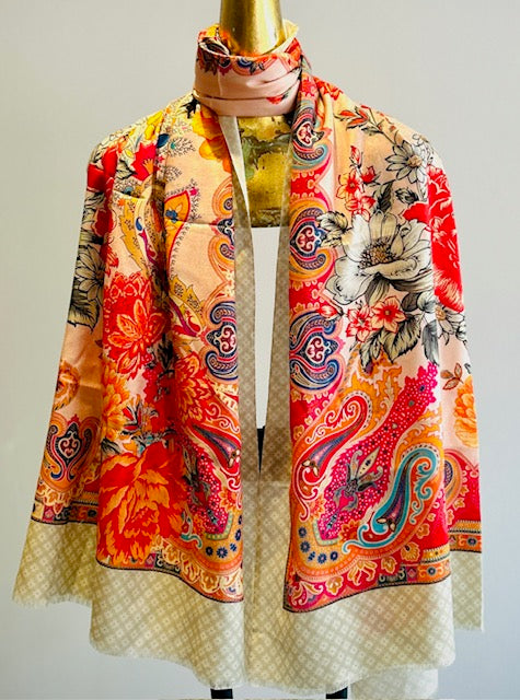 Fall Silk Printed Scarves.