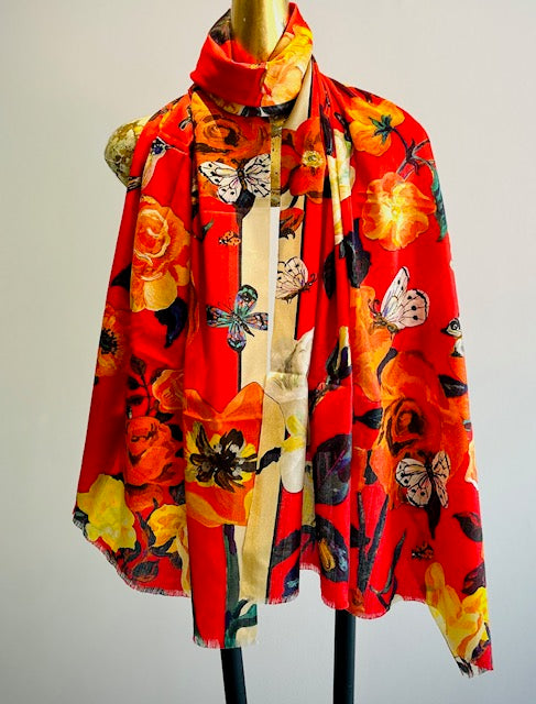 Fall Silk Printed Scarves.
