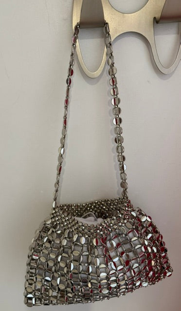 Glitter evening handbag with shoulder strap