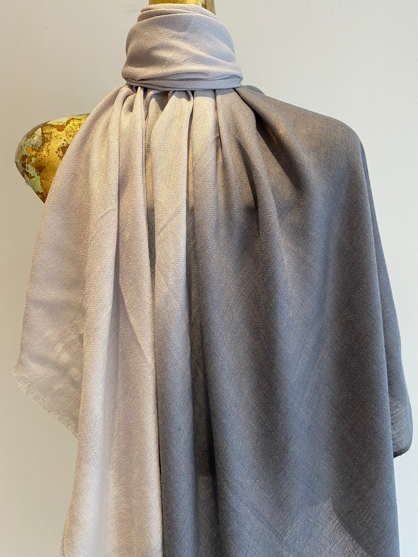 Detail of featherweight cashmere shawl premium texture