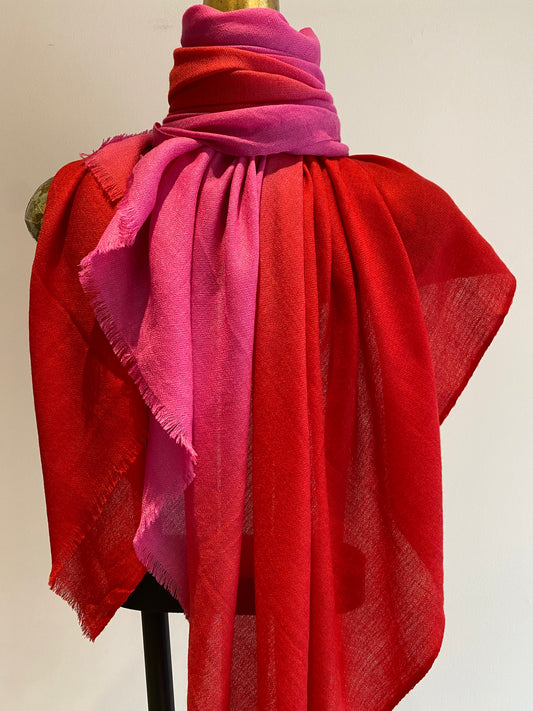 Luxury Featherweight Cashmere Two Tone Shawl.