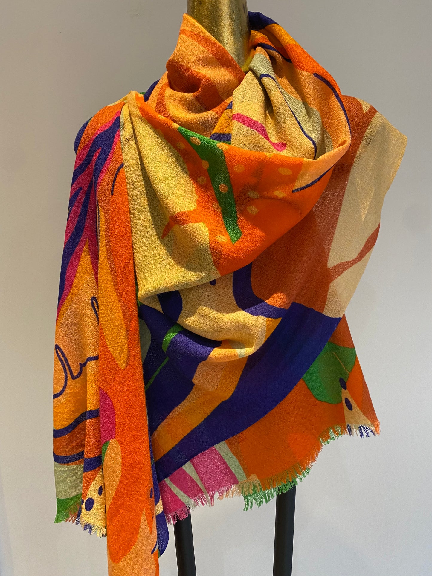 Merino wool silk scarf close-up - premium blend fabric detail