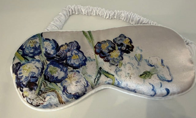 Blue flowers on white sleep mask