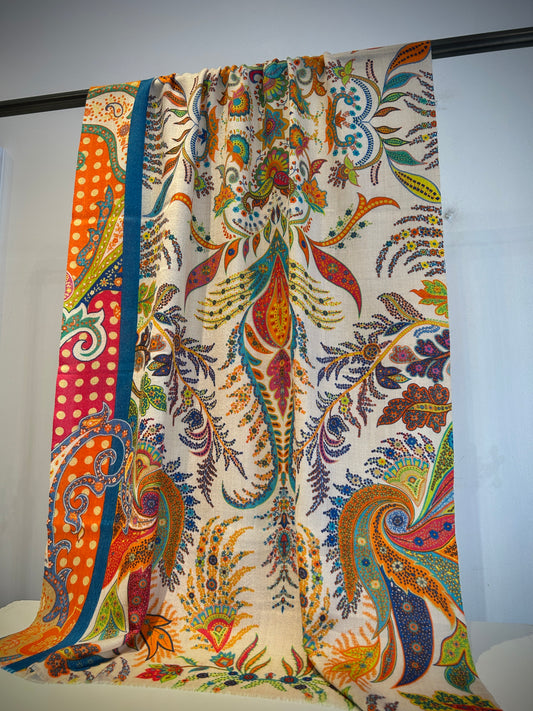A colourful paisley shawl