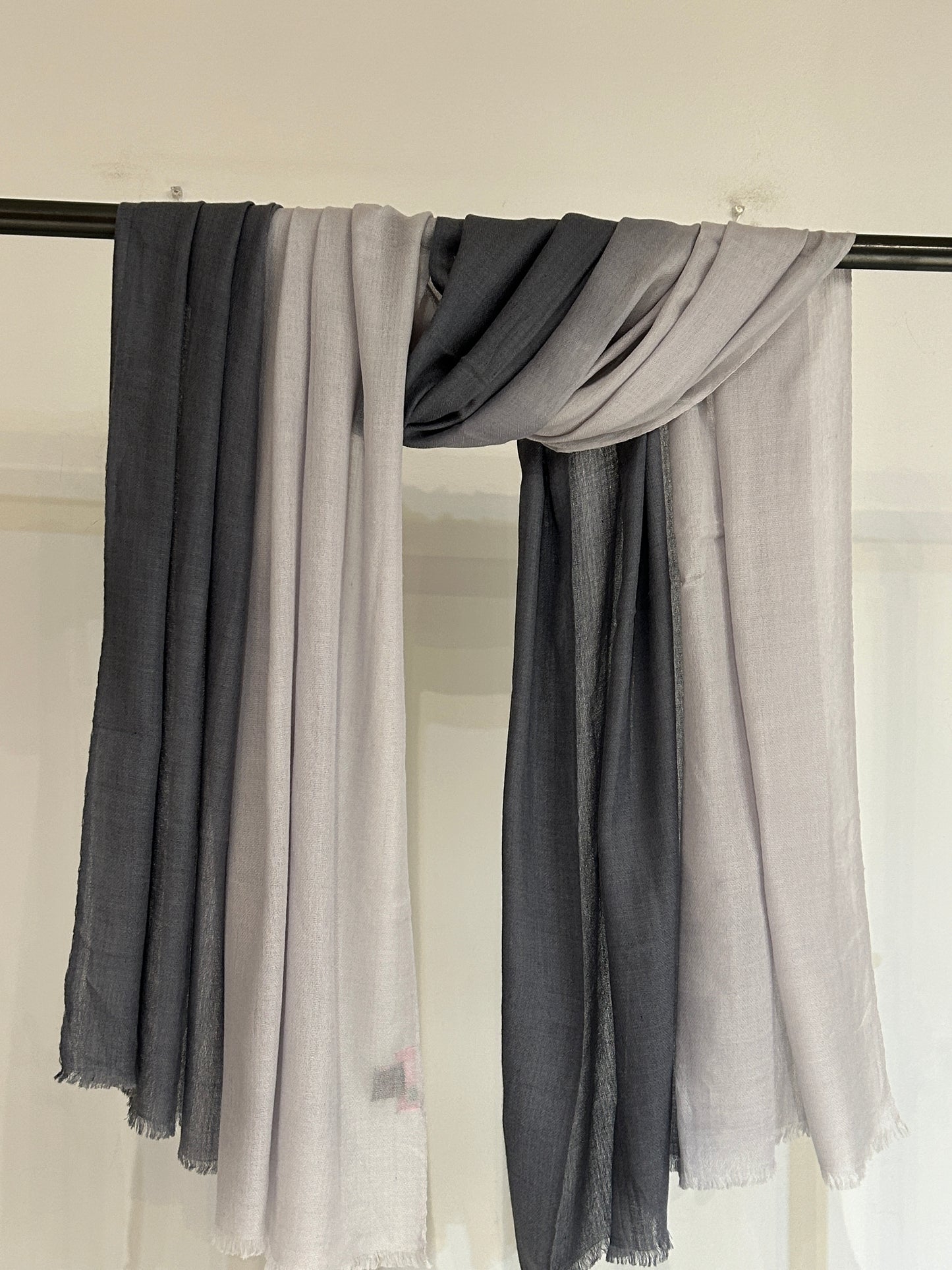 Two tone gray cashmere shawl