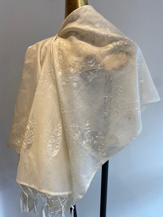 Cotton Embroidered Scarf - 75% Off