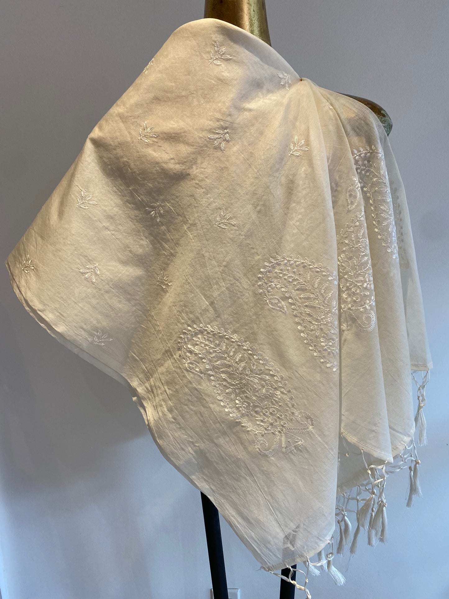 Cotton Embroidered Scarf - 75% Off