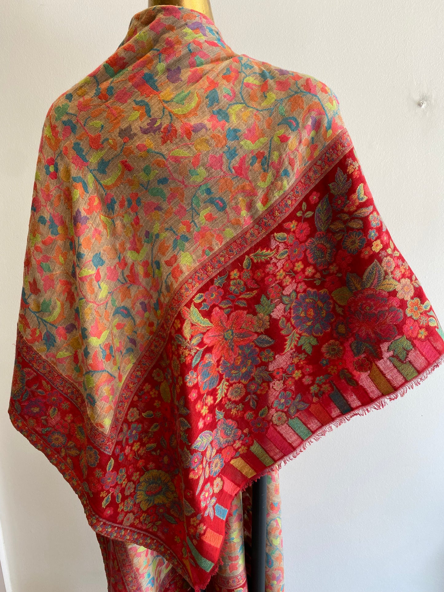 Hand Woven Wool Floral Shawl