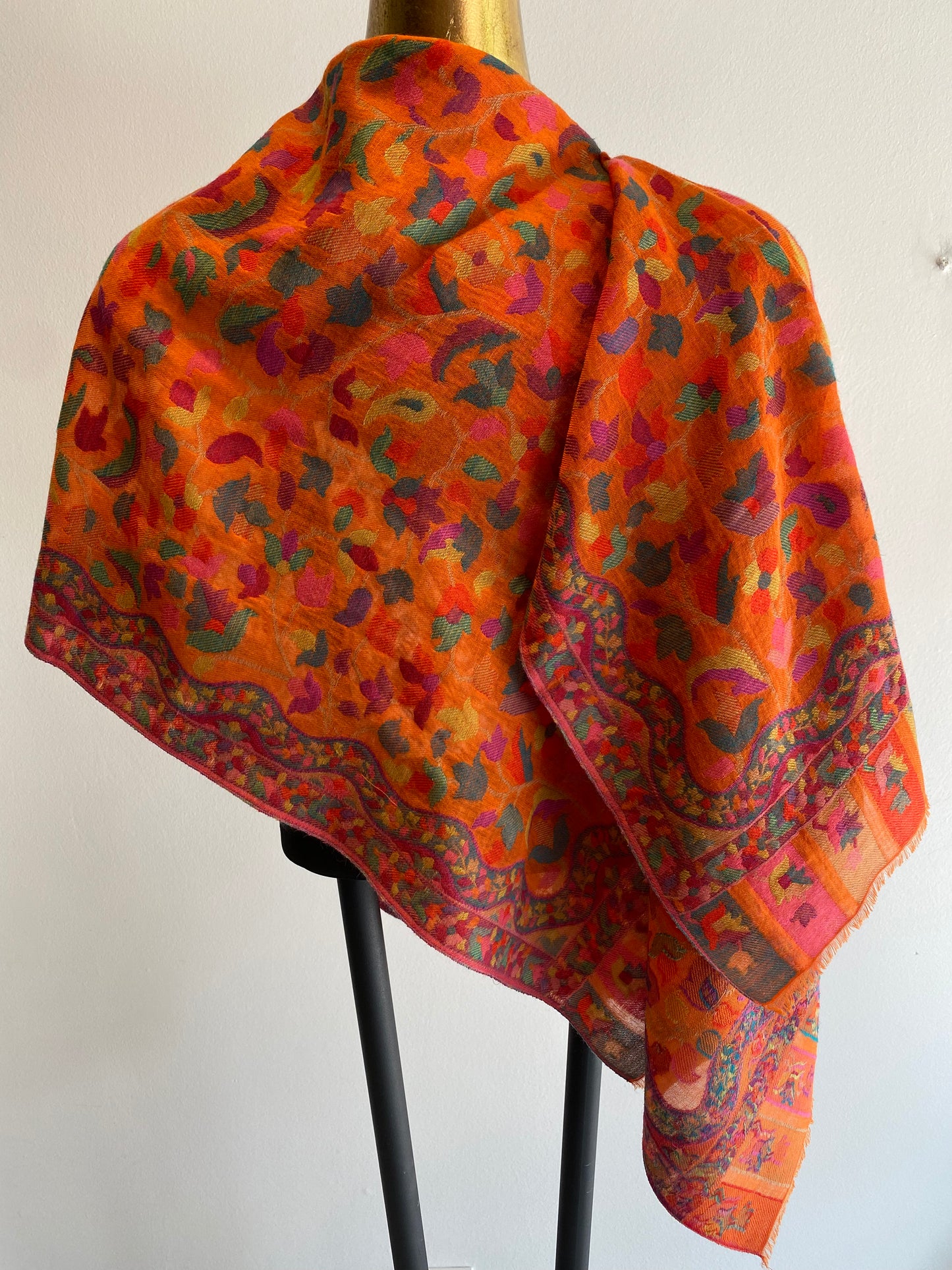 Hand Woven Wool Floral Shawl