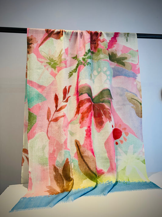 Beautiful pastel shades floral scarf