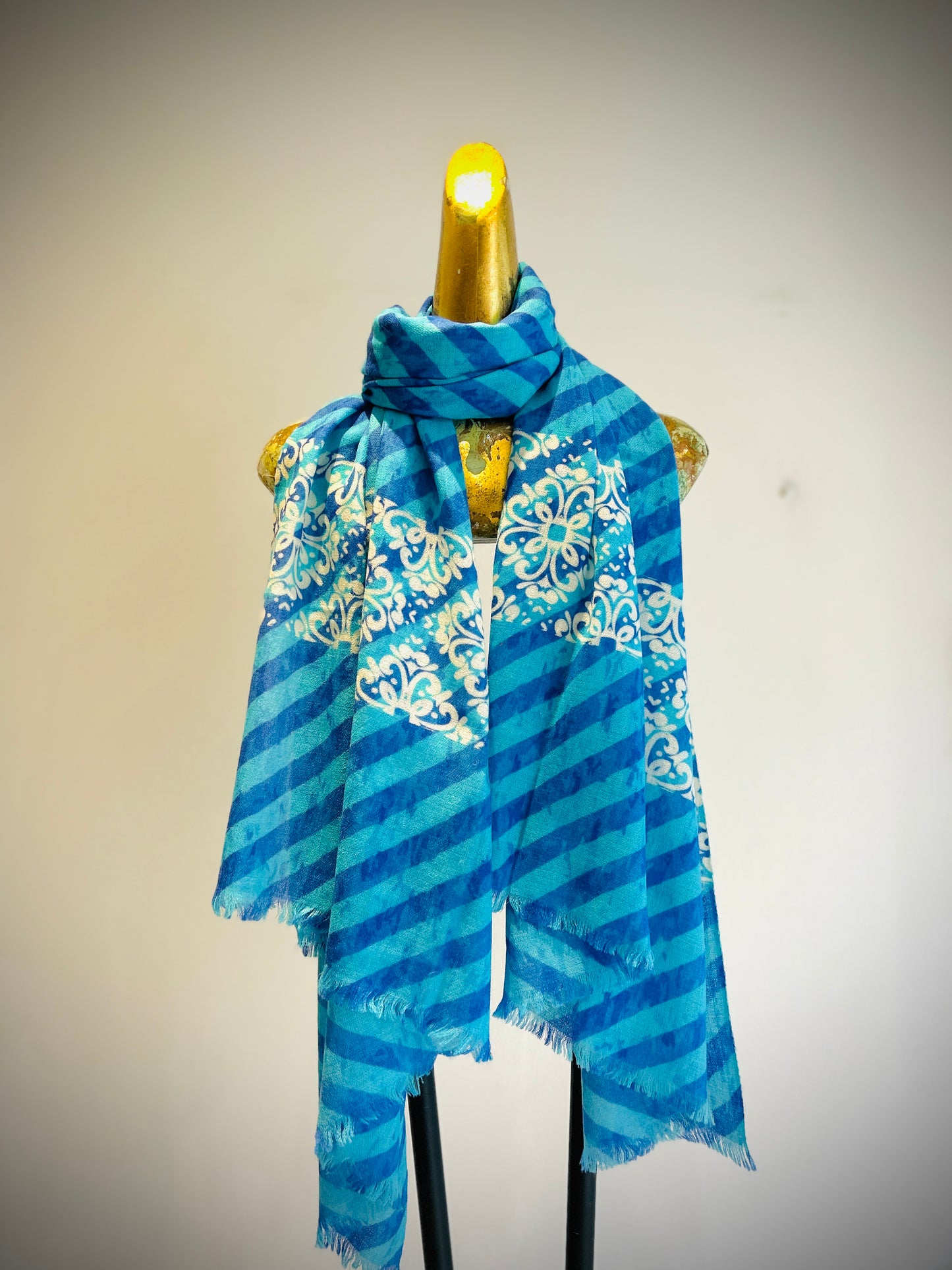Summer Merino Wool Silk Printed Shawl.