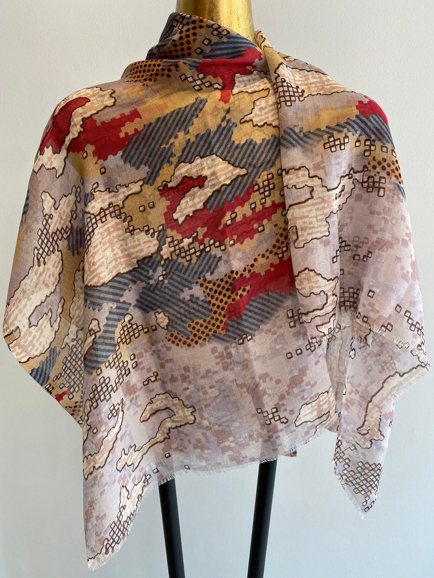 Printed Wool Scarf.