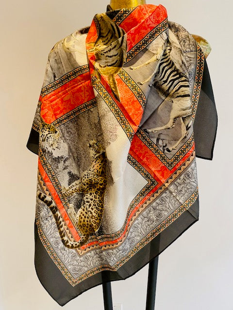 Silk scarf square full display - classic luxury accessory