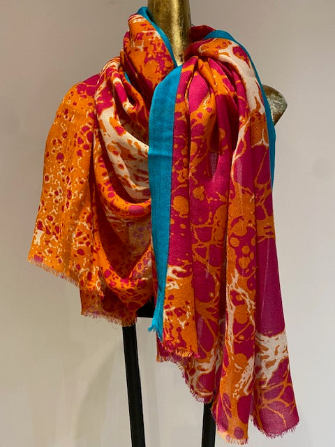 Winter shawl draped elegantly - cozy and sophisticated