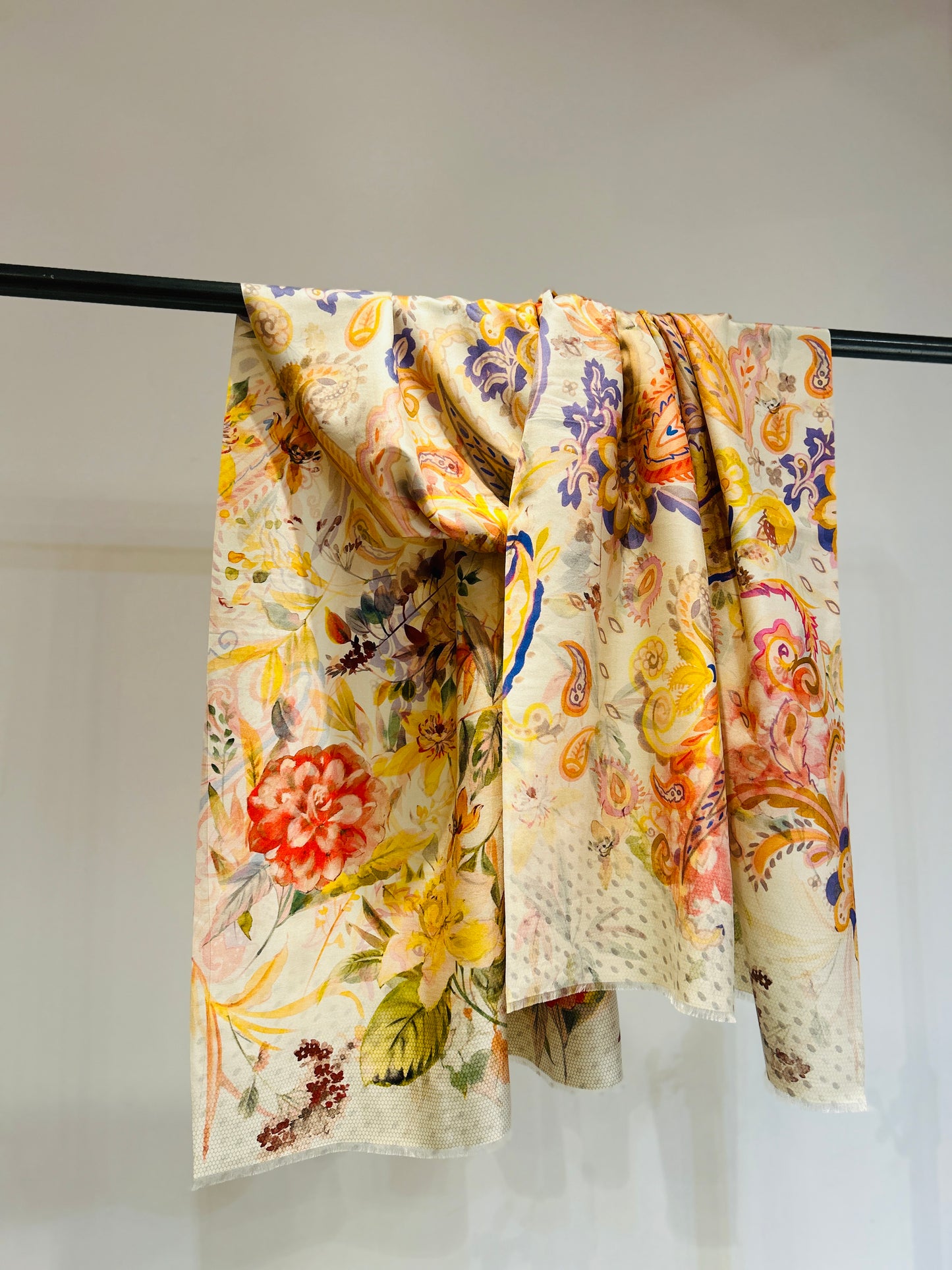 Double sided silk scarf showcasing both sides - luxury accessory