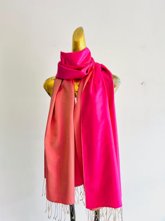 Two tone silk scarf with elegant dual color design and luxurious drape