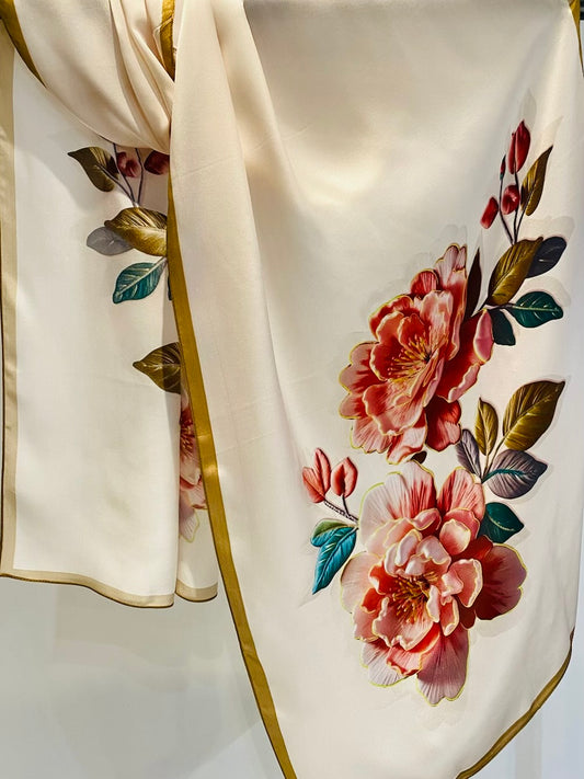 Silk florals detail - delicate silk petals and craftsmanship close-up