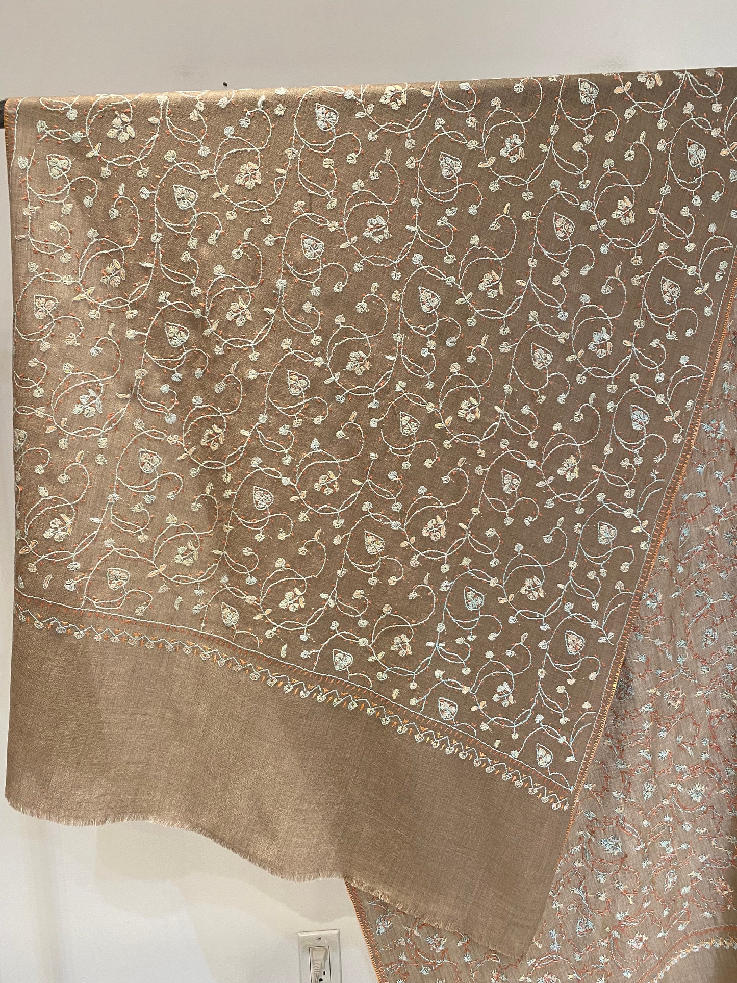 Hand embroidered hand woven shawl