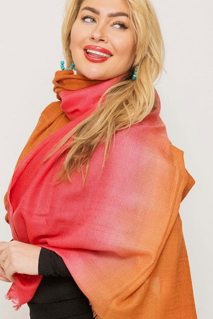 Luxury featherweight cashmere two tone shawl - ultra-lightweight elegance