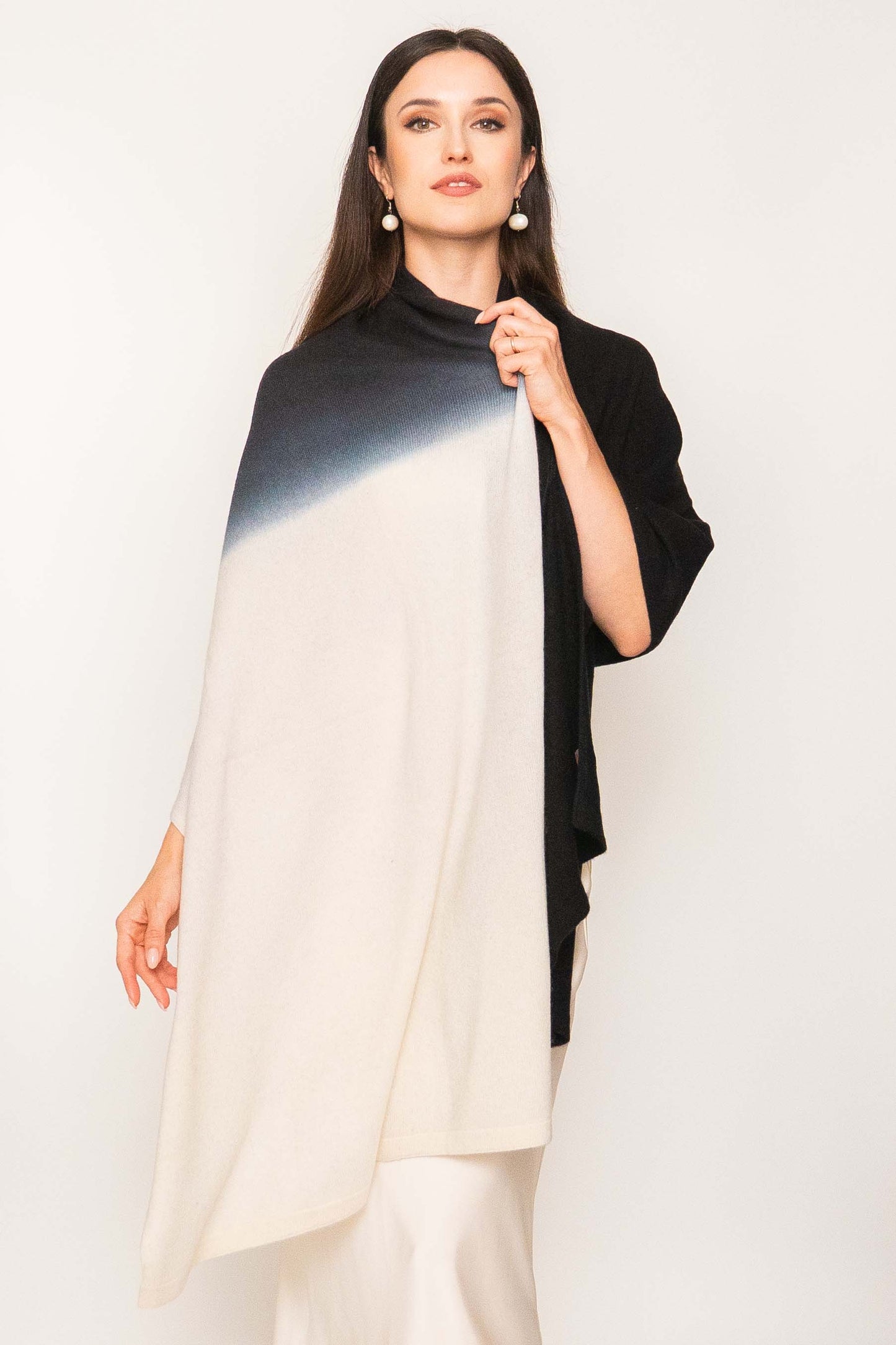 Two Tone Knitted Cashmere Shawl.