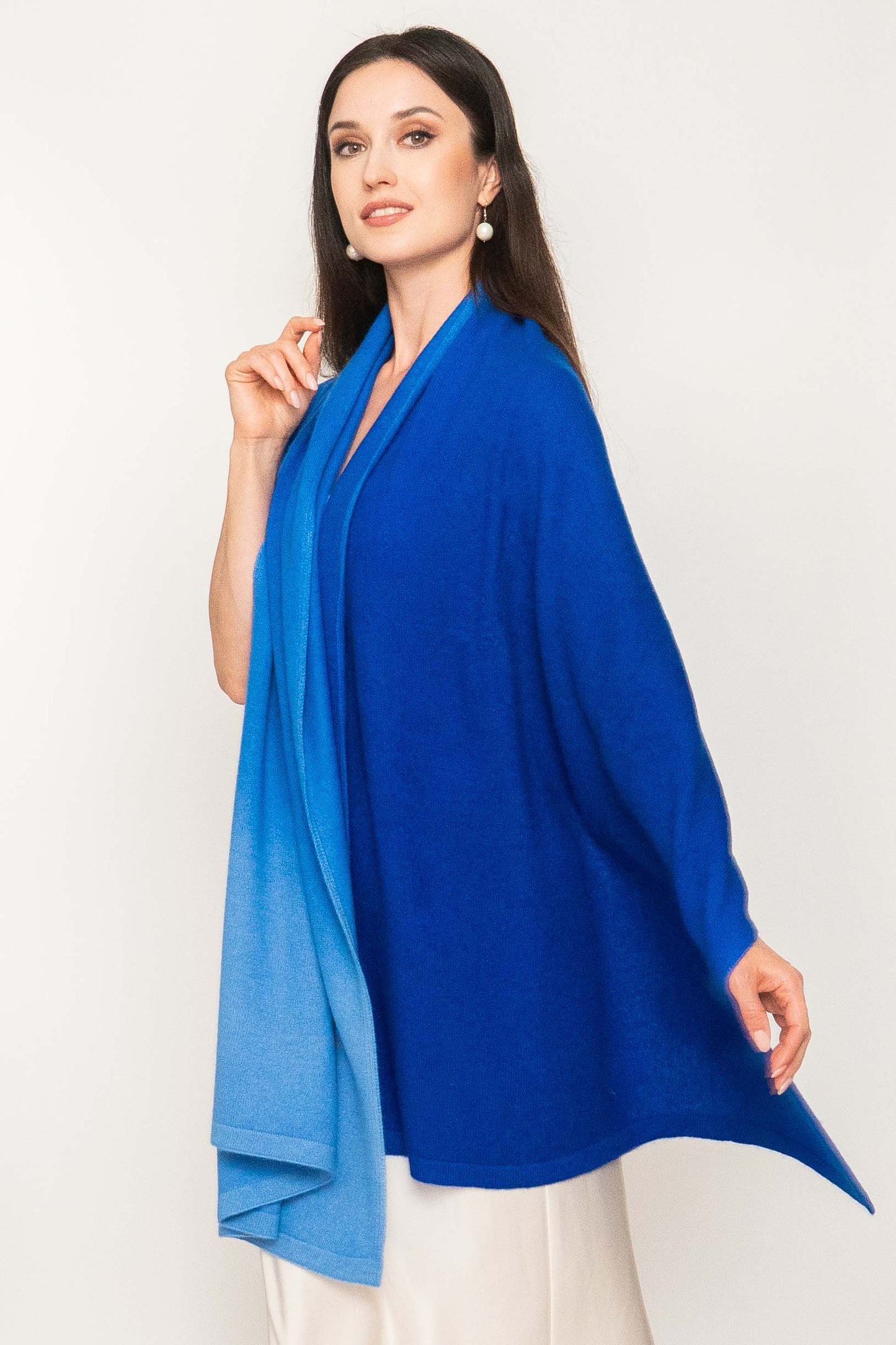 Two Tone Knitted Cashmere Shawl.