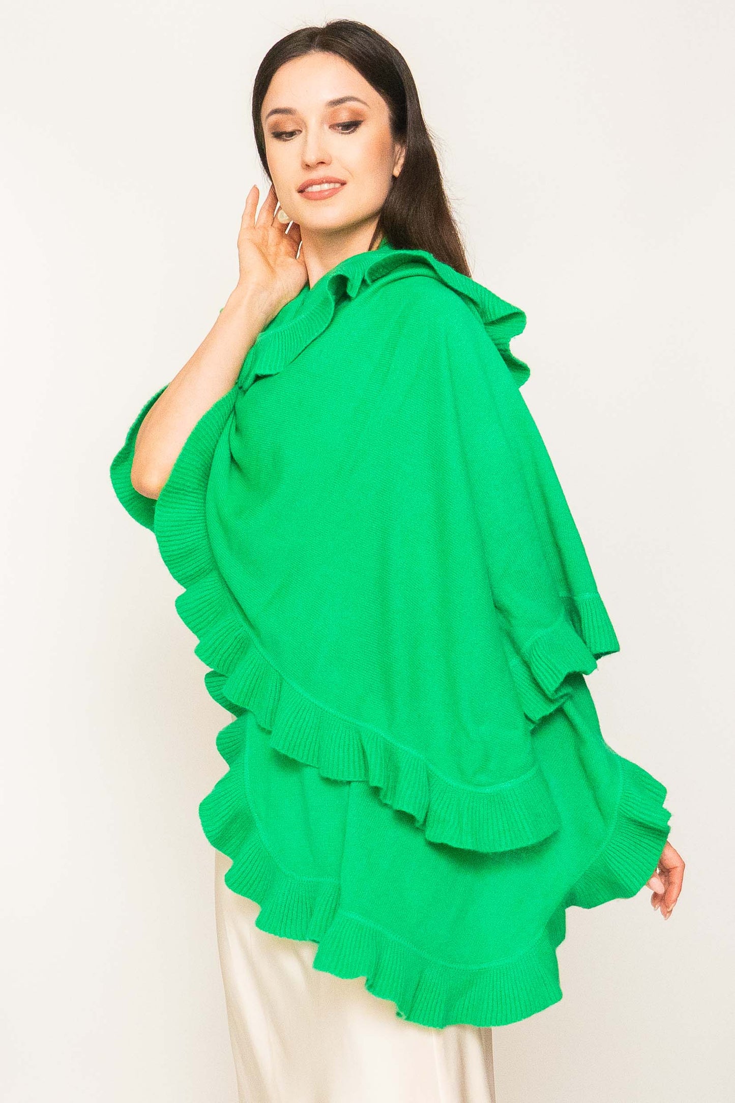Cashmere Ruffled Shawl.