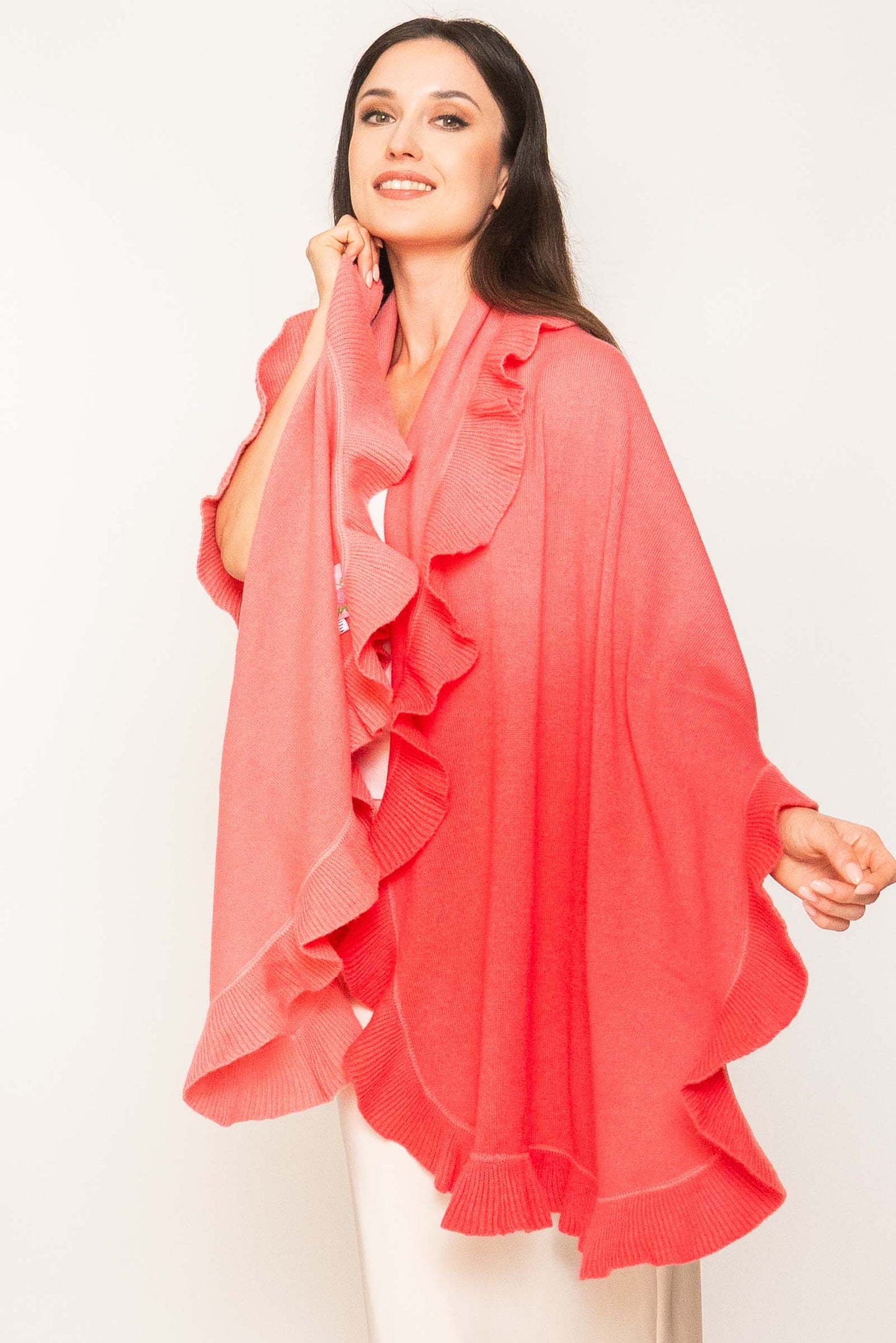 Cashmere Ruffled Shawl.