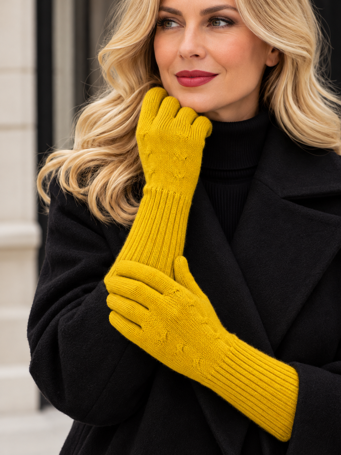 Sunshine yellow cashemere gloves