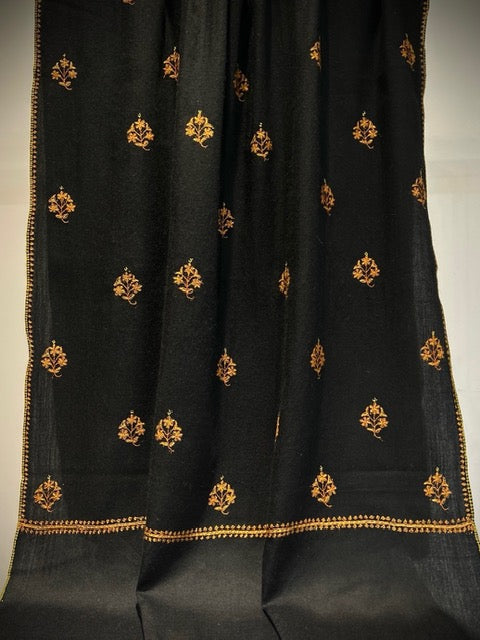 Kashmiri shawl draped beautifully - luxurious embroidered drape