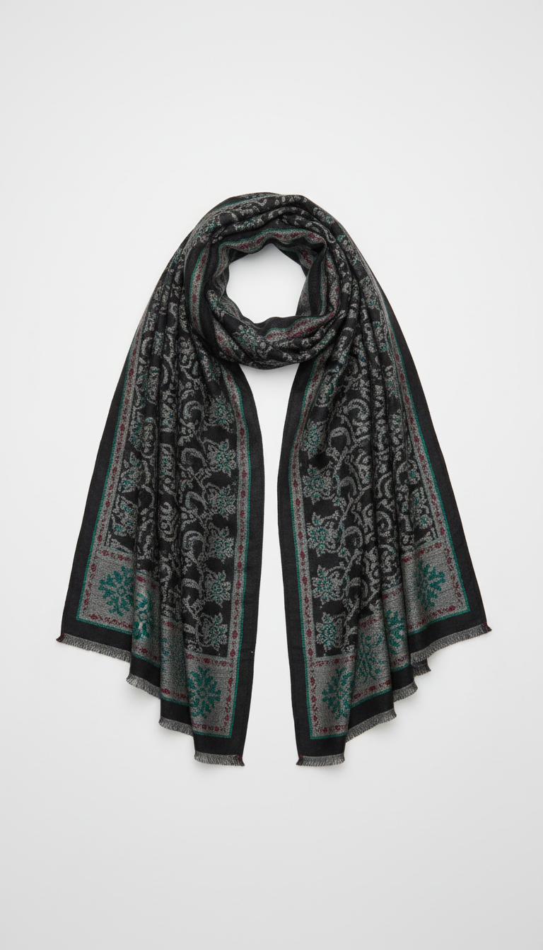 Jade Thread Bordered Luxury Scarf