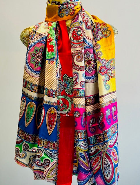 Fall Silk Printed Scarves.