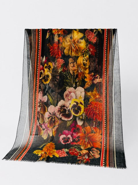 Floral scarf handwoven