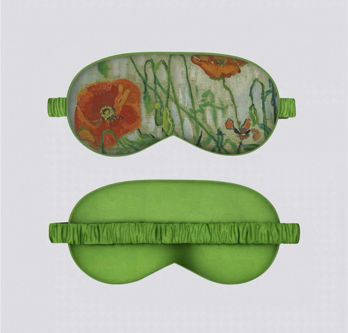 Green floral silk sleep mask