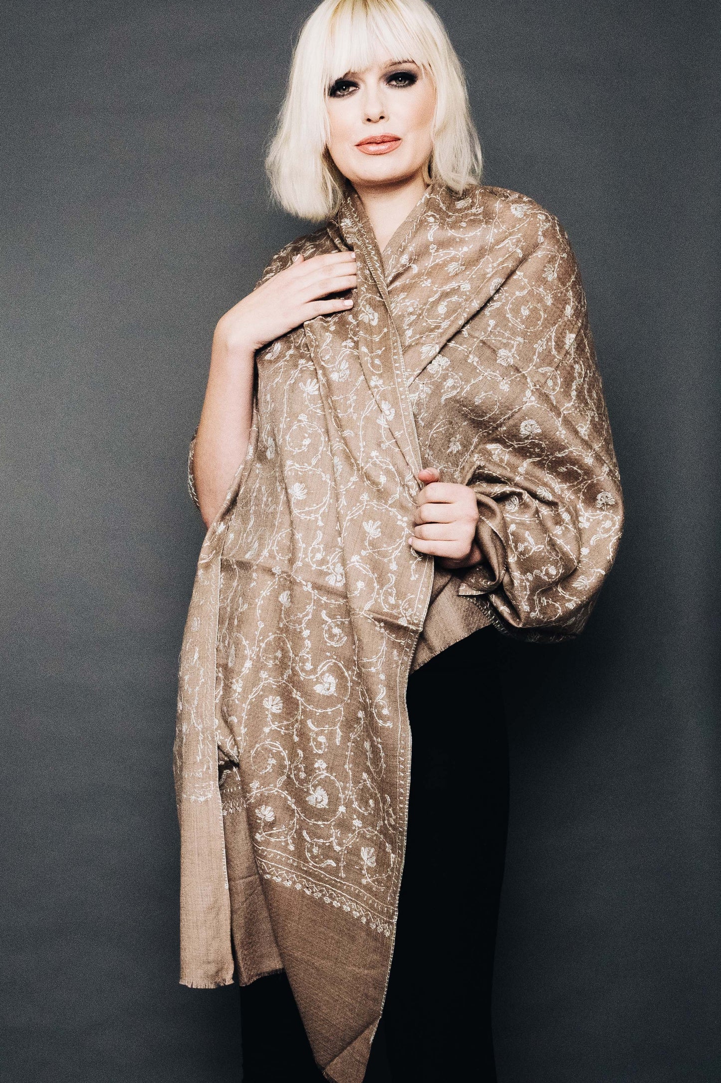 Kashmiri Shawl With All Over Embroidery