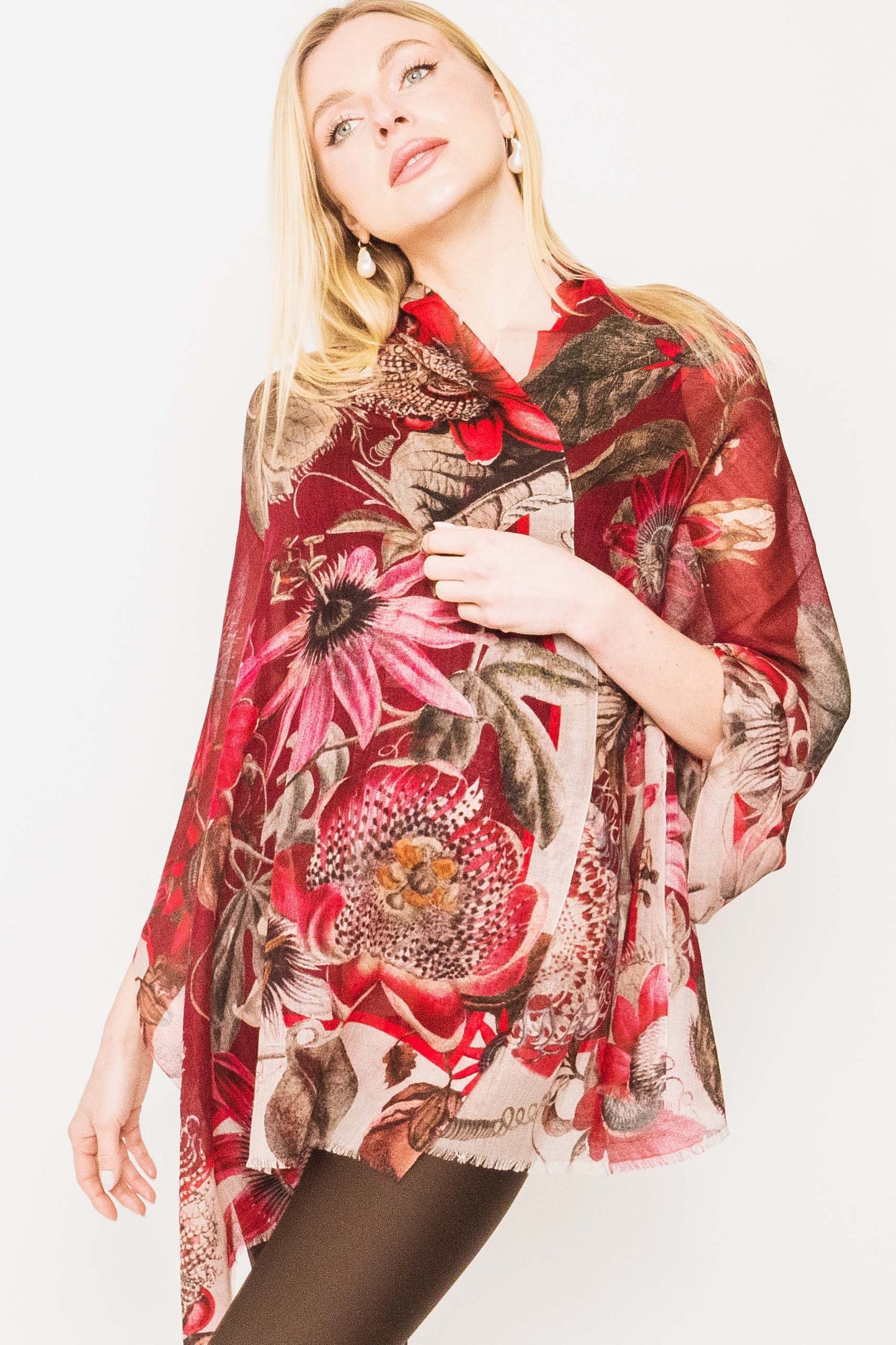 Floral Silk Wool Scarf