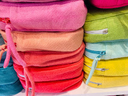 Cashmere colourful travel blankets in matching pouch