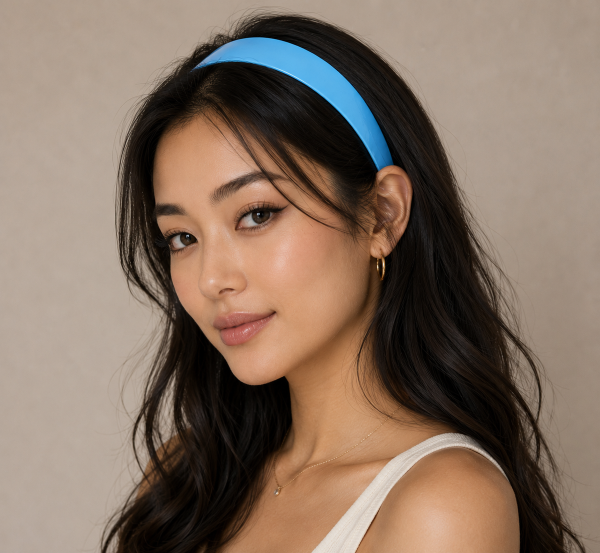 Pink satin hair band