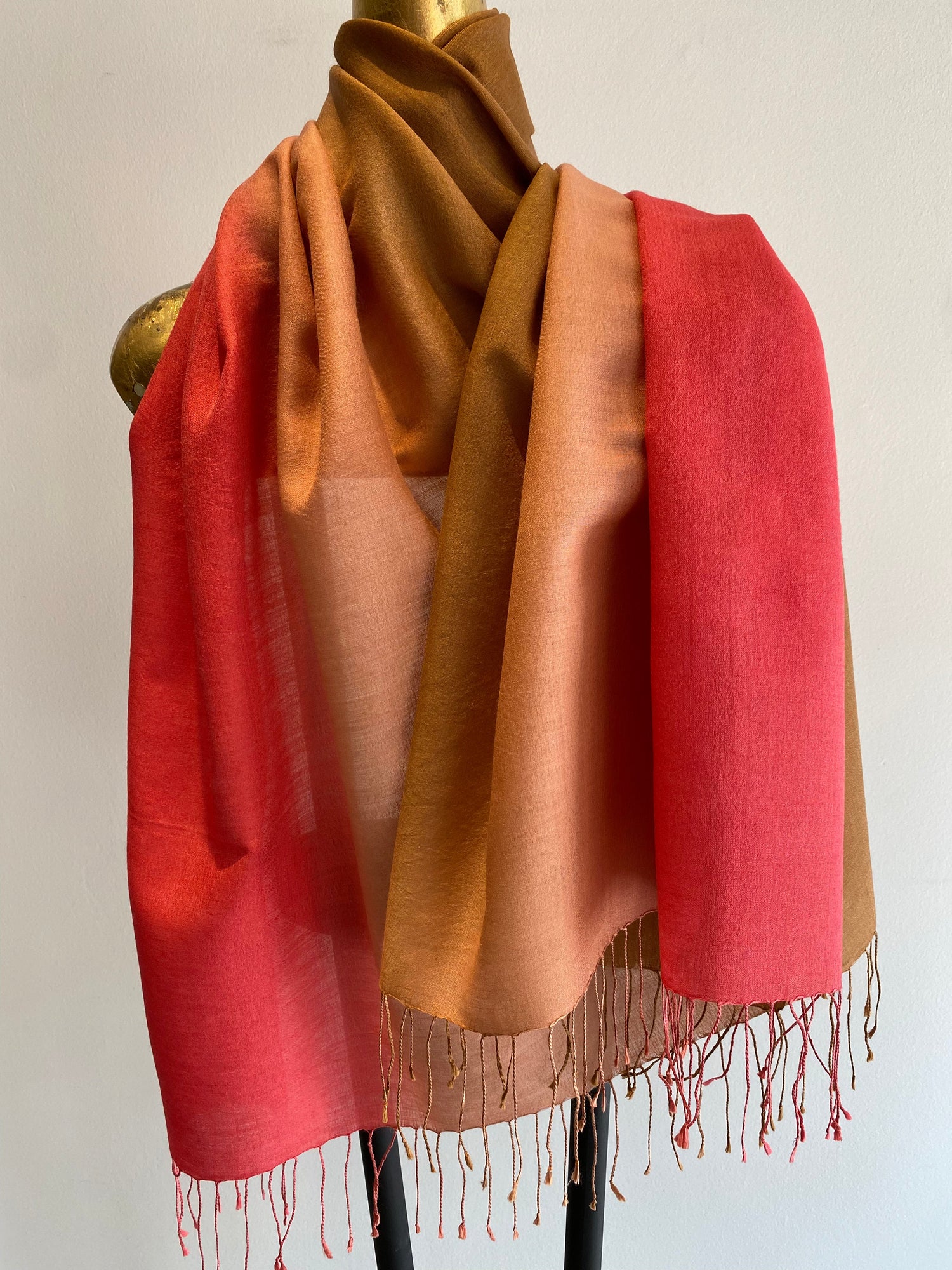 Wool silk blend scarf with elegant drape and soft texture