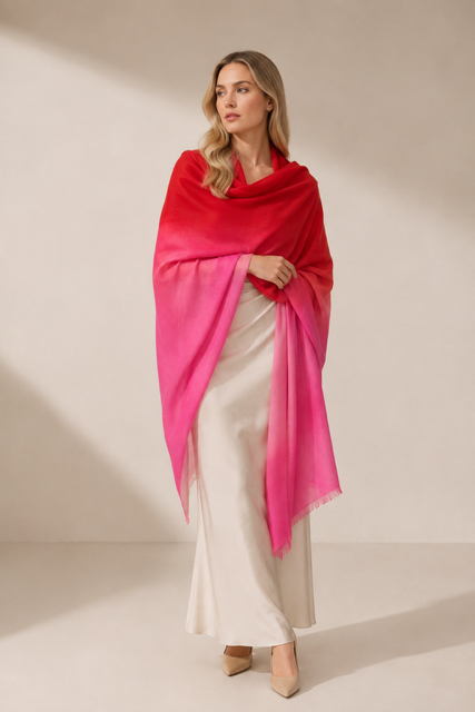 Featherweight cashmere shawl with ethereal drape and premium softness