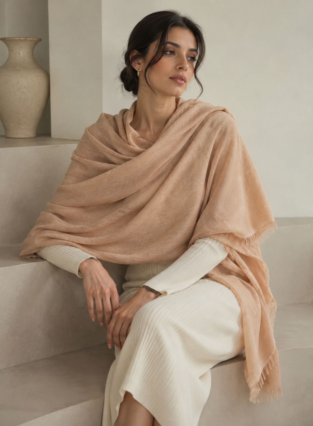Beige cashmere shawl