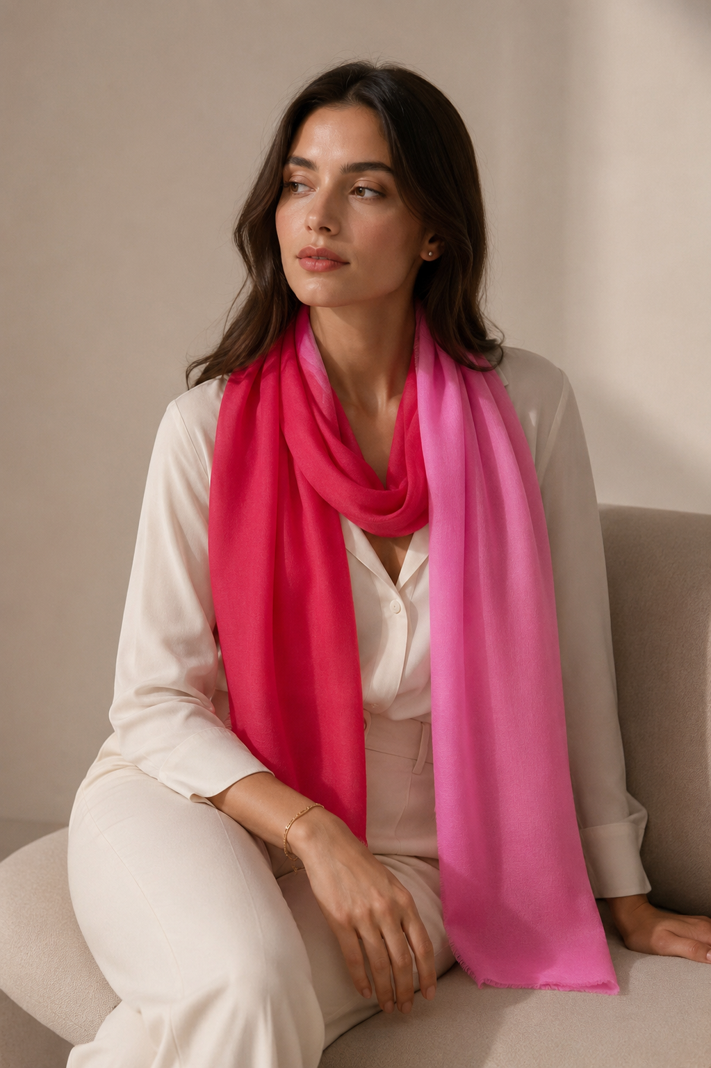 Two tone cashmere shawl