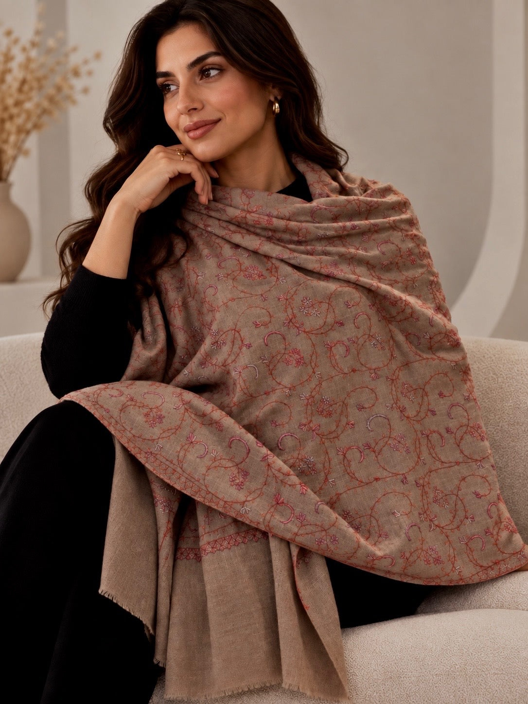 Hand embroidered hand woven kashmiri one a kind shawl