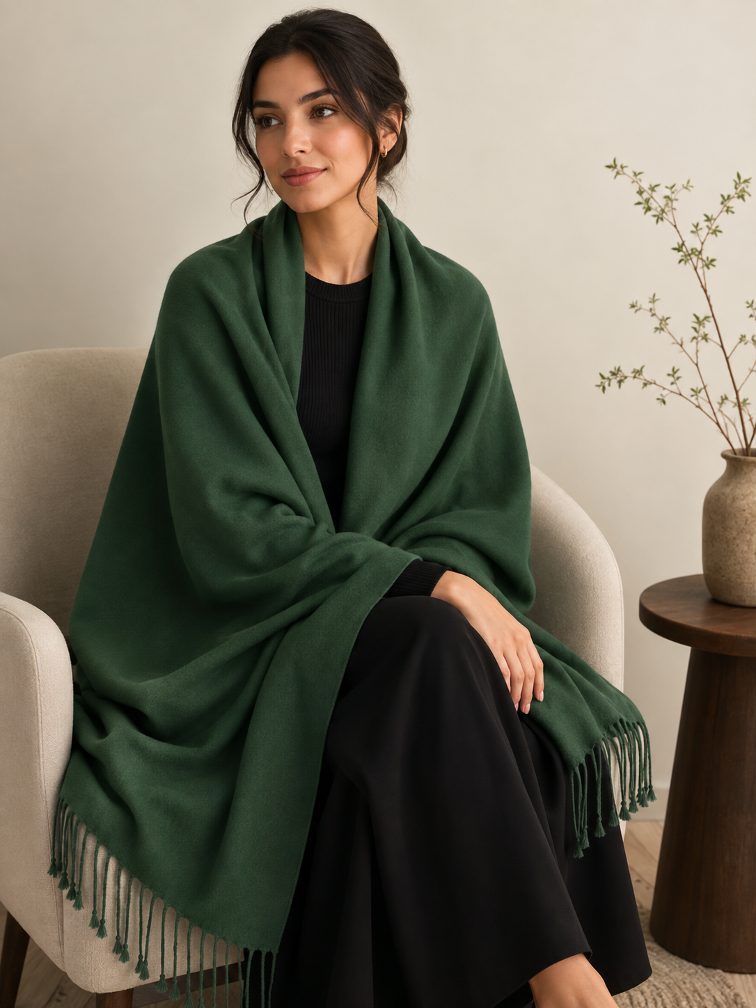 Beautiful dark green pashmina shawl